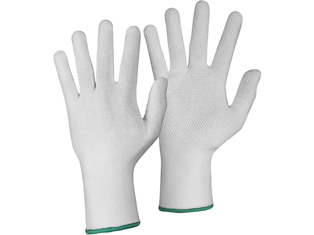 Rukavice CXS TEWI, textilné s PVC terčíkmi, biele