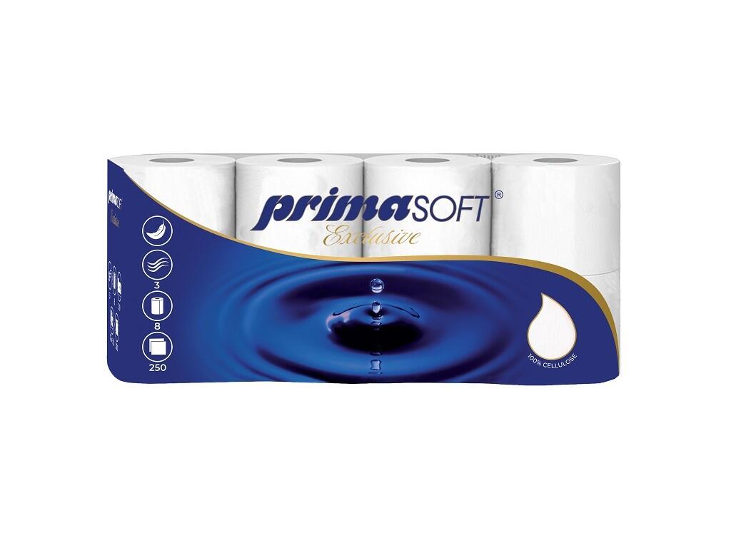 Toaletný papier PrimaSoft Exclusive, 3-vrstvový, 8 ks