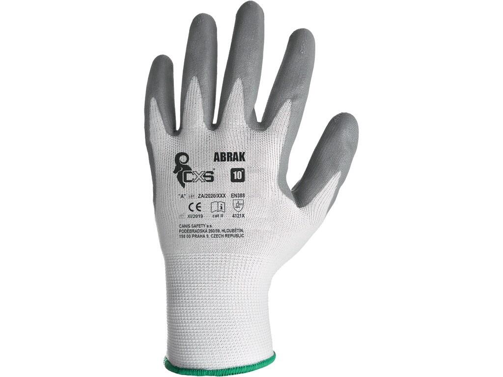 Rukavice CXS ABRAK, máčané v nitrile, bielo-sivé, blister