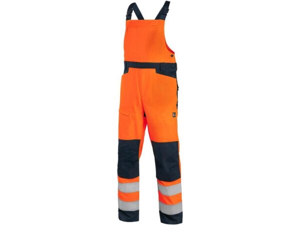 Nohavice s náprsenkou CXS HALIFAX, výstražné so sieťovinou, pánske, oranžovo-modré