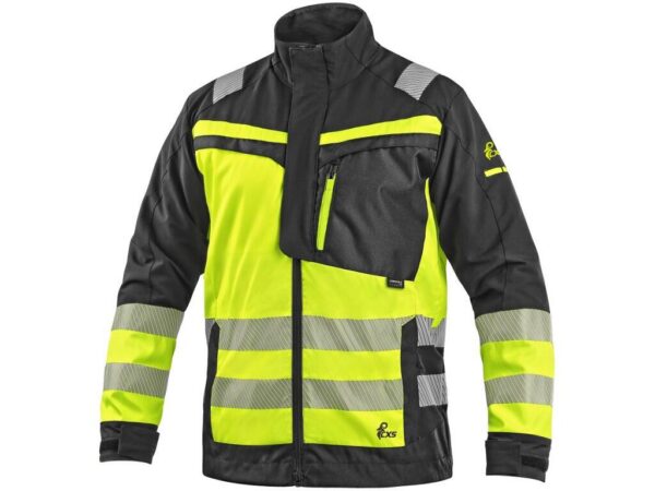 Blúza CXS NAOS HV, pánska, čierna-žltá Hi-Vis, reflexné pruhy