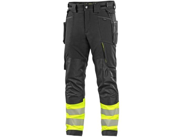 Nohavice CXS NAOS HV, pánske, čierno-žltá Hi-Vis, reflexné pruhy