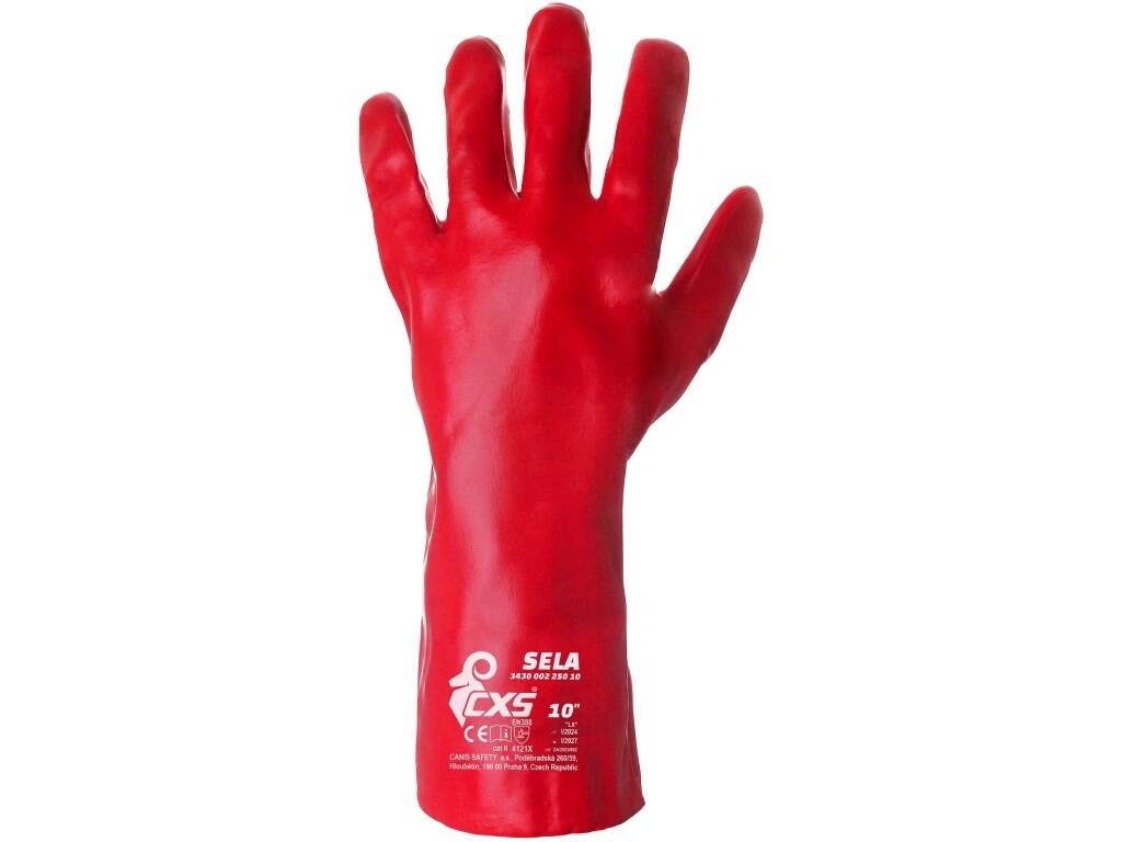 Rukavice CXS SELA, s blistrom, máčané v PVC