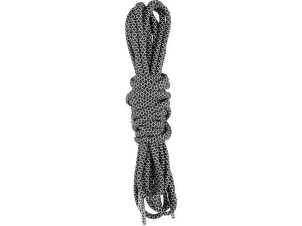 Šnúrky do obuvi reflexné, okrúhle, 130 cm, čierne