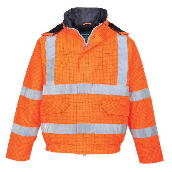 Nehorľavá antistatická vetrovka Bizflame Rain Hi-Vis