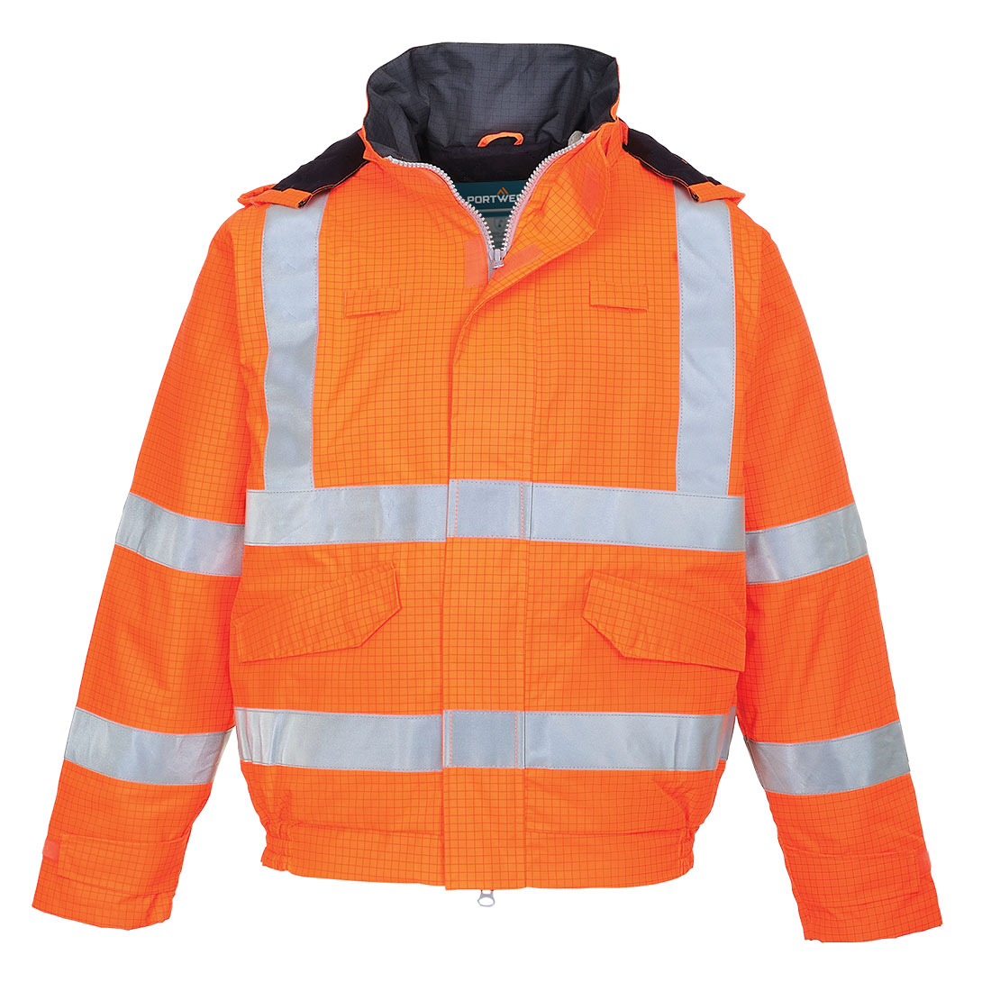 Nehorľavá antistatická vetrovka Bizflame Rain Hi-Vis