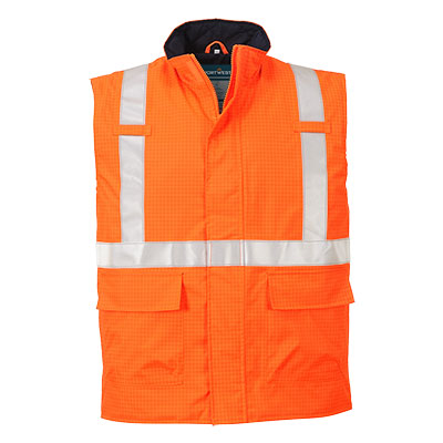 Nehorľavá antistatická vesta Bizflame Rain Hi-Vis