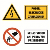 Pozor, elektr. zariad.!, Nehas vod. ani penov. prí
